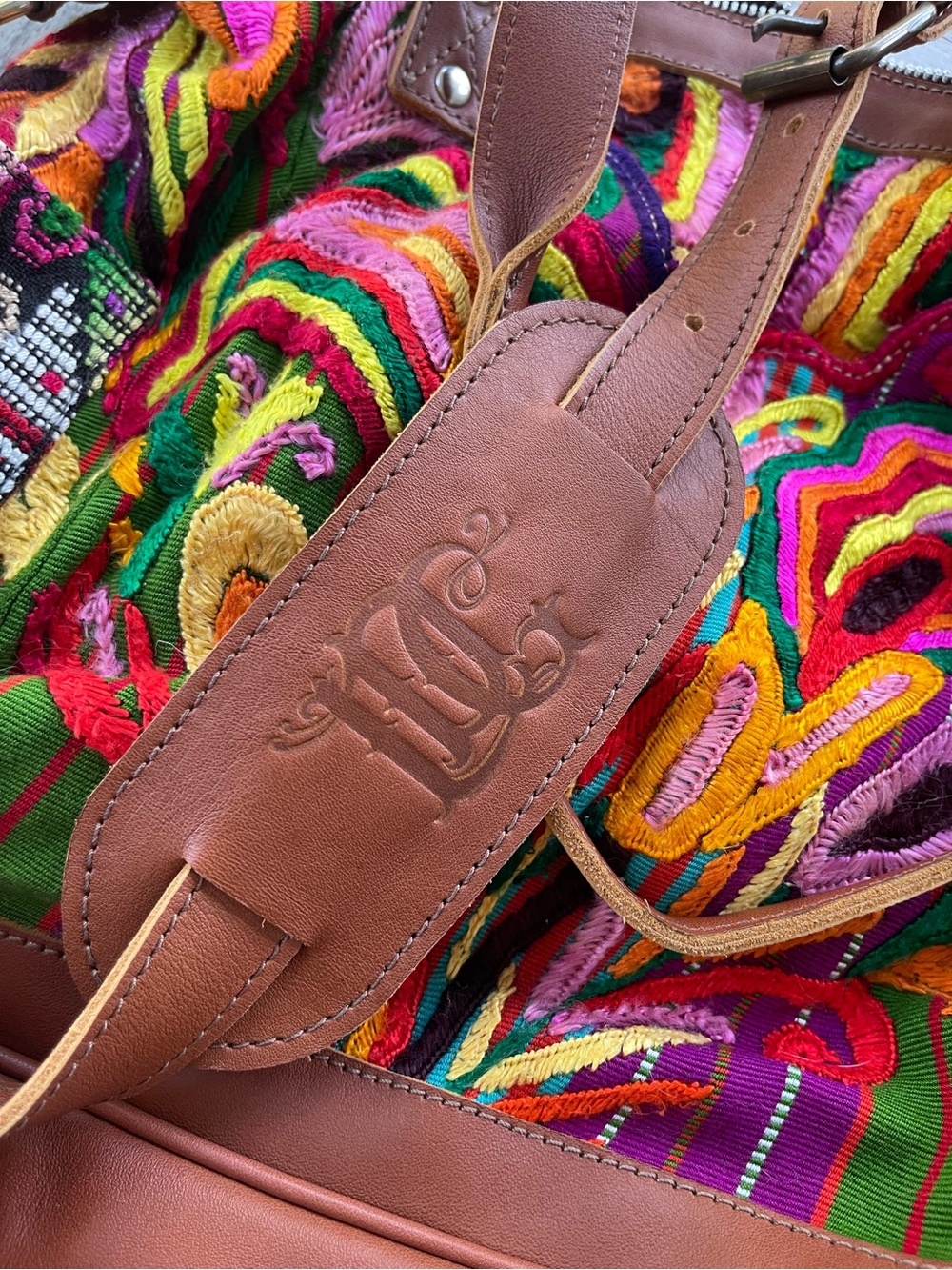 Little Guatemala Designs Huipil Hand-Embroidered Multicolor Convertible Bag - Picture 6 of 8